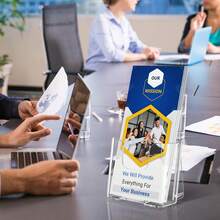 6 Pack Acrylic Brochure Holder Trifold 4 Inches Wide Plastic Literature Holder For Pamphlets Flyers Rack Cards Wall Mount Clear Countertop Display Stand - Clear - View 5