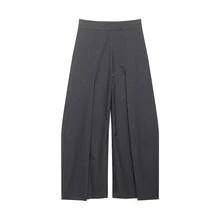 2026 Printemps/Été Pantalon ample et évasé à la mode pour femmes, avec poches et pinces, pantalon décontracté de bureau et de rue - Bleu marine - Voir 11
