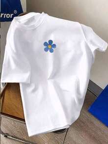 Men Summer Cute Cartoon Printed Round Neck Short Sleeve Casual T-Shirt, Boyfriend Gift, For, White Graphic Tee100% Cotton - 白色 - 查看 4