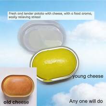 Pastel de queso con aroma a patata horneado en caja de aluminio, juguete de estrés japonés divertido, apretable, de rebote lento, juguete de pastel, juguete antiestrés, juguete de apretón para adolescentes, pastel de queso realista, juguete maravilloso e interesante, regalo de cumpleaños, regalo exquisito - Multicolor - Ver 8