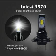 2pcs H7 3570 LED Headlight High Low Beam Bulb Kit 6000K White 2000LM Super Bright, Fog DRL Light Bulb, Mini Size, Plug And Play, Modern Design, 12V 24V, Aluminum Body - H7 - View 9
