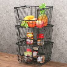 Freezer Organizer Bin Keep Tidy Metal Stackable Fruits Meat Wire Basket For Kitchen Home Use L Black,Organizer Frigo  Frigorifero - 查看 9