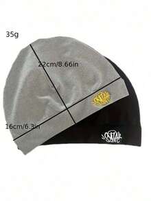 Synaworld Brand Embroidered Pullover Beanie Hat, Popular Street Hip Hop Skull Cap, Vintage Knit Hat Winter Clothing - 白色 - 查看 6