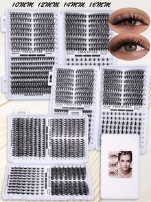 528/544/608pcs D-Curl 10-16mm Wide Stem DIY False Eyelash Clusters, Natural & Thick, Reusable, Suitable For Daily Life, Wedding, Date, Party, Music Festival, Spring, Travel, Mother's Day Gift - D - View 9