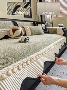 1件柔软绒面沙发套，简约纯色3D设计，宠物友好，防污防刮，适合所有季节，包括圣诞节和新年，可机洗，适用于1/2/3/4人沙发 - 綠色 - 查看 1