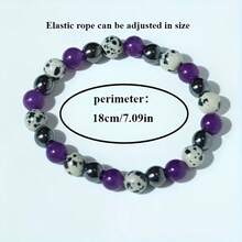 1 chiếc vòng tay phong cách Bohemian | Trang sức thủ công co giãn với đá obsidian đen, ngọc bích tím và chấm, giúp giải tỏa nỗi đau trong quá khứ, trang sức thiền yoga - Món quà lý tưởng cho Ngày của Mẹ, Ngày Nhà giáo, Lễ Tạ ơn hoặc các dịp đặc biệt khác. - Nhiều màu - Xem 6