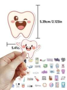 50pcs Cartoon Dental Stickers: Unique And Beautiful Designs-Perfect For Skateboards, Guitars, Planners, Tablets, Parties, Suitcases, Desktops, Envelopes, And Gift Decorations-Arts And Crafts Stickers - Multicolor - View 6