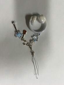 1 pieza Cordón para auriculares de color azul, colgante con forma de auriculares de música, accesorio colgante personalizado para mochila, llavero con nota musical, encanto de alta calidad y creativo - Cordón azul para auriculares - Ver 5