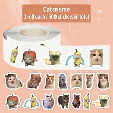 500张趣味猫咪表情包贴纸，可爱古怪猫咪表情包图案防水贴纸套装 - 彩色 - 查看 2