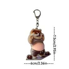 3D Sticker 1pc/2pcs 3D Pug Sleeping Keychain, Multifunctional Clip Decoration Accessory - Beige - View 2