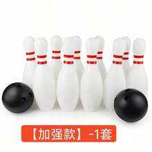 10pcs 16cm White Bowling Pins, 2pcs 7cm Black Bowling Balls, Creative Indoor Floor Bowling Game, Fun Interactive Game For Family Party - Multicolor - View 10