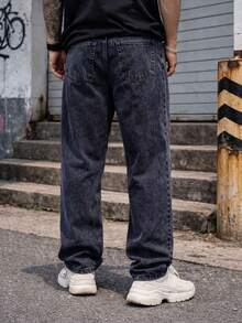 Bag Balloon Jeans Wide Straight Cut Carpenter UNISEX - Dark Wash - View 3