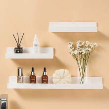 Bộ 1/2/3/4/6 kệ treo tường acrylic màu trắng, kệ sách trẻ em mẫu giáo treo tường không cần khoan, giá đựng dụng cụ treo tường, kệ treo tường phòng tắm. - trắng - Xem 9