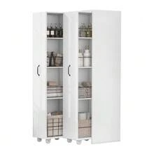 Étagère extensible à roulettes – 4 tablettes, réversibles gauche/droite, en MDF, charge maximale de 20 kg par tablette, utilisable dans la salle de bain, la cuisine ou le salon, coloris blanc. - Blanc 1 pièce - Voir 1
