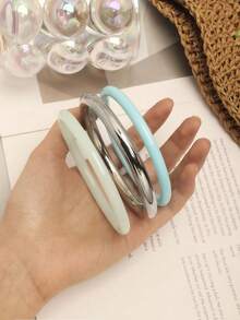 3pcs Set Vintage Resin Amber Texture Acrylic Bangle Bracelets, Fashionable Stackable Design, Suitable For Women's Daily Wear - Baby Blue - View 2