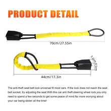 DualGuard Car Steering Wheel & Seat Belt Lock - 17" Universal Anti-Theft Device For Vehicles, SUVs, Golf Carts | Compact & Lightweight Security Lock With Multi-Function Keys (Yellow) - 黃色的 - 查看 4