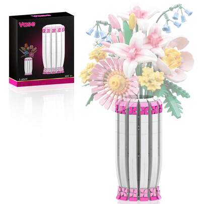 Vase Building Blocks Set, Home Desktop Decorations, DIY Assembly Building Kits For Valentines Day, Ideal For Family Gatherings Birthday Gift For Her And Girls Adults