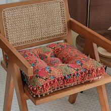 Bohemian Style Floor Cushion Meditation Pillow Thicken Soft Comfortable Living Room Bedroom Dining Room Office Multi-Functional Home Decor - 摩洛哥橙 - 查看 4