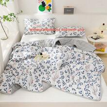 Lightweight Summer Quilt, Air Conditioning Quilt, Cooling Blanket, Single/Double Bed, Breathable Summer Comforter, Suitable For Camping & Hiking, Perfect Gift For Back To School Season, No Pillow Case Or Inner Filling Included - Black and White - View 9