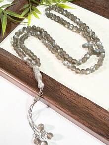 1条镶嵌星星图案的99颗珠子斋月祈祷手链，可用于日常祈祷 - 彩色 - 查看 5