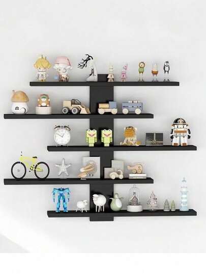 Multi-Layer Wall-Mounted Storage Rack, Made Of Fiberboard, Multi-Functional Display Shelf, Suitable For Office And Home Decor, Ideal For Displaying Figurines And Ornaments, Both Stylish And Practical.