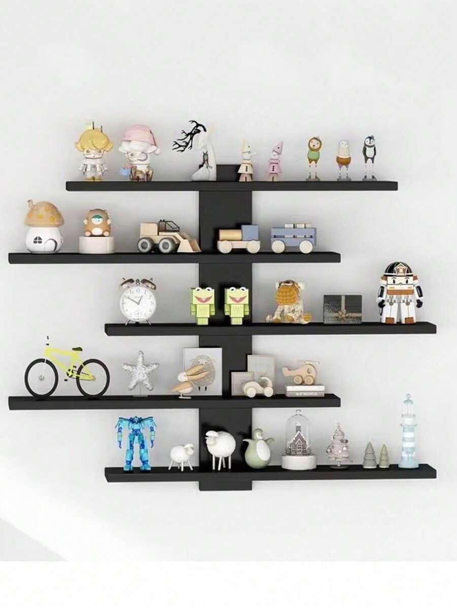 Estantería de almacenamiento multicapa montada en la pared, hecha de tablero de fibra, estante de exhibición multifuncional, adecuado para la decoración de la oficina y el hogar, perfecto para colocar esculturas y artículos decorativos, tanto elegante como práctico. - Multicolor - Ver 1