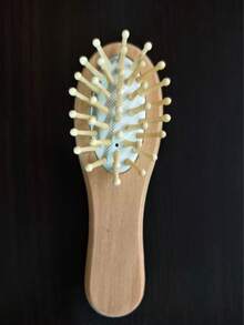 1支符合人体工学的竹制梳子，带木质梳齿 - 可舒缓头皮按摩、温和护发和造型的梳子 - 彩色 - 查看 5