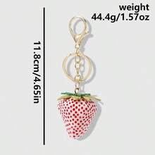 1 chiếc móc khóa hình quả dâu tây 3D chuyển màu tự nhiên, phong cách đồng quê tươi mát, dành cho nữ, phụ kiện trang trí túi xách hình trái cây bằng nhựa dễ thương. - Nhiều màu - Xem 7