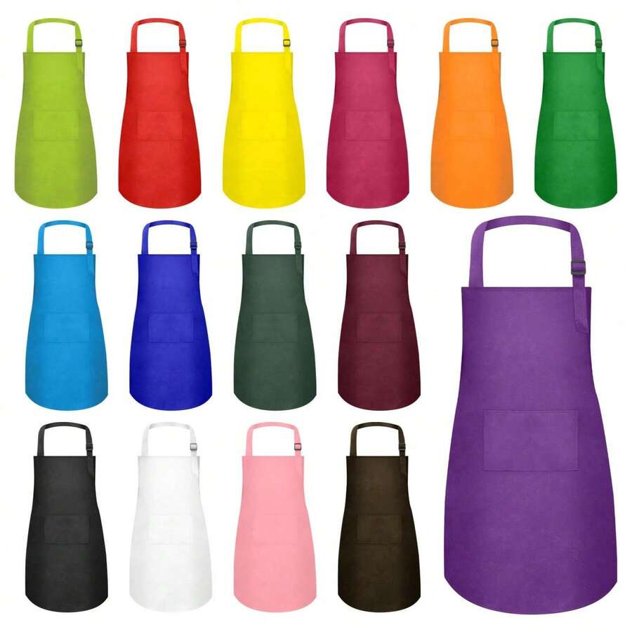 1pc Child Apron With 2 Pockets ,Simple And Stylish Apron,Adjustable Chef Art Apron For Boys And Girls ,Kids Painting Aprons, For Cooking Baking Painting Crafting Grilling Activity - Multicolor - View 1