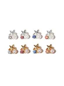 一套10/20件海洋主题美甲装饰品，专为夏季设计，以多巴胺激发灵感的海星和海星图案为特色。非常适合美甲沙龙日常使用或DIY美甲，为指甲增添一丝优雅和美丽。 - 彩色 - 查看 3