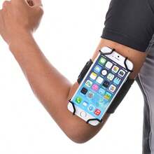 Brazalete deportivo TFY con cara abierta + llavero para teléfonos móviles de talla grande de 5.5 pulgadas - Compatible con iPhone 14 Pro Max/ 13 Pro/ 12 Pro/ 11/ XR/ 8 Plus/ 7/ SE - Galaxy S22 S21 - Mate 50 Pro - Cinturón negro/negro - Ver 3