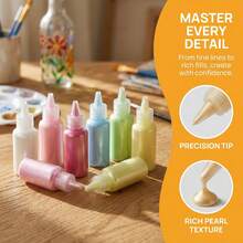 6 Colors 18ml 3D Pearl Glass Paint Set, Suitable For Glass Art Creation And Handicraft Design; Precise Tip Bottle For Accurate Application, Stackable Paste Texture With Delicate Pearl Luster; 6 Refreshing Macaron Color Tones, Stable Glass-Specific Adhesion, Applicable For Glass Painting, Decorative Paintings, DIY Crafts - 6 Colors, 18ml, 3D Pearlescent Pigments - View 5