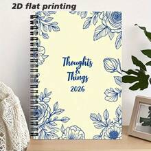 1 caiet liniat cu spirală, format A5, cu model floral, ideal pentru înregistrarea gândurilor și a vieții de zi cu zi în 2026. Designul minimalist și proaspăt adaugă o atmosferă elegantă scrisului. Fie că este vorba de notarea detaliilor vieții, captarea inspirațiilor sau planificarea afacerilor, este alegerea perfectă pentru a te lansa într-o experiență de jurnalizare ordonată și poetică. - R - Vizualizare 4