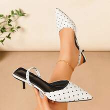 女士尖头波点后带凉鞋 - 白色 - 查看 11