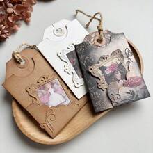 1 pieza Troquelado de estilo vintage para bolsillo y marcador, molde de metal creativo hecho a mano para manualidades de scrapbooking, tarjetas, sobres, álbumes, estampado en relieve de papel - A - Ver 5