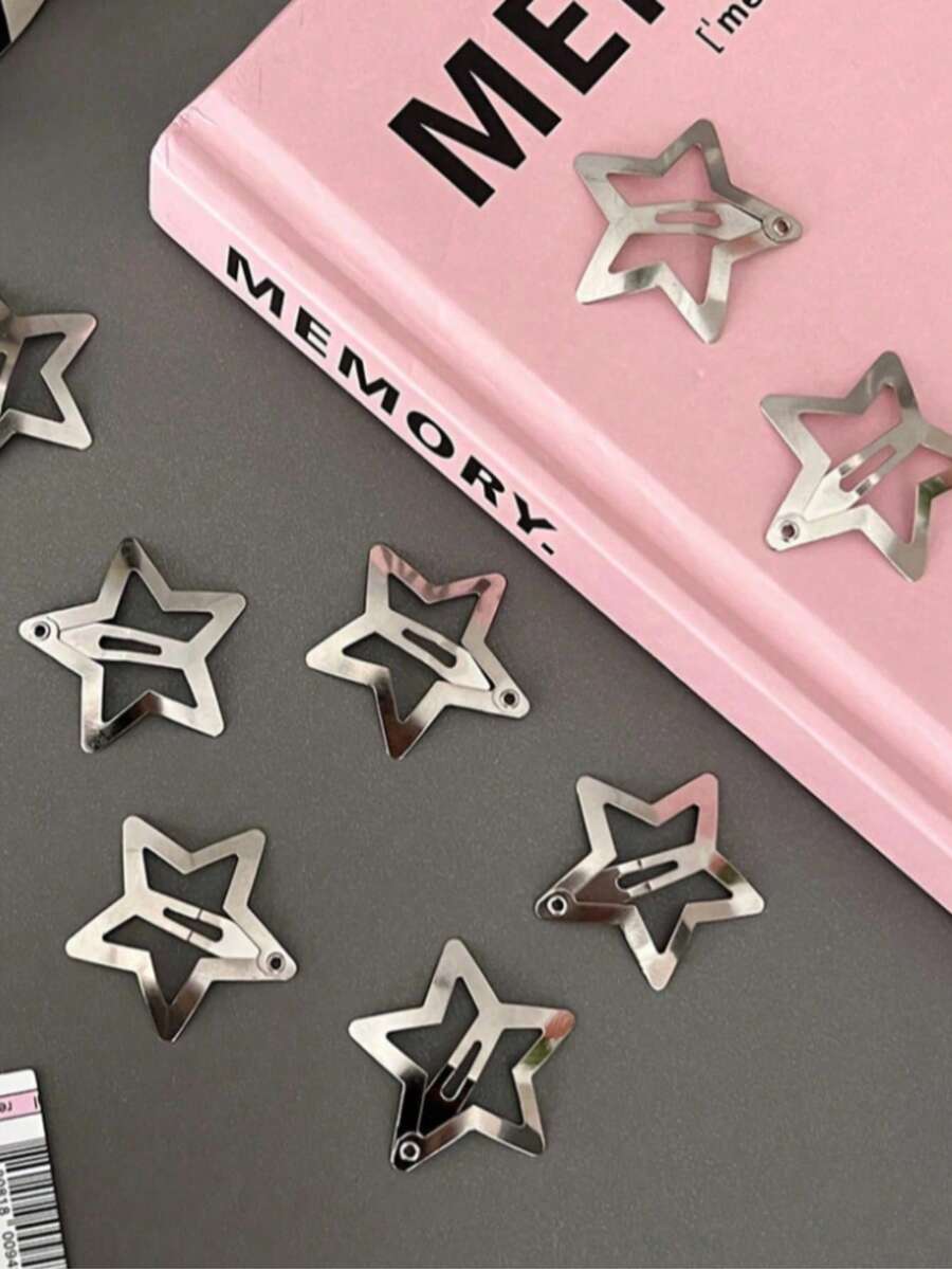 20/15/10/5 Pcs Star Hair Clips Y2K Metal Star Hair Clips Gold Five-Pointed Star Hair Clips Side Bangs Versatile BB Clips, Stars - 5PCS - View 1