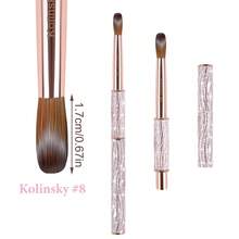 1pc 8-12# Mink Hair Acrylic Nail Brush, Shiny Pink Metal Handle, Suitable For Acrylic Nails, Professional Nail Extension Tool - Pink - View 2
