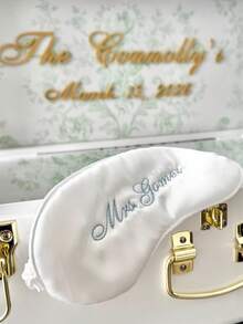 1pc Customized Embroidered Cute & Comfortable Sleep Mask, Personalized Name Sleep Mask, Best Bridesmaid Gift, Bridal Party Gift, Personalized Wedding Gift, Birthday Gift, Party Favor, Anniversary Gift, Unique Small Gift - White - View 8