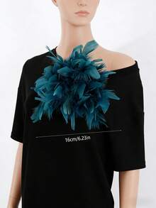 1 Stück modische & elegante handgefertigte Feder Brosche Haarspange, farbenfroher Oversized Blumen Dekor als Accessoire für Frauenkleidung - Federblume - Übersicht 23