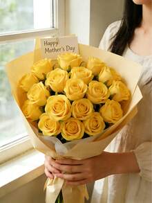 40/20/15 bông hoa hồng nhân tạo, đầu hoa giả màu vàng với lá xanh, dùng để tự làm bó hoa cưới, bó hoa Ngày của Mẹ, quà tặng Ngày Valentine, cắm bình, trang trí bàn, tiệc cưới, tiệc sinh nhật, trang trí nhà cửa và sân vườn, cây cảnh nhân tạo. - Màu vàng - Xem 2