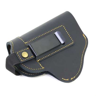 1pc Genuine Leather IWB Holster With Metal Belt Clip - Compact Concealed Carry Holster, Lightweight Moisture-Wicking Leather Holster For Everyday Carry, Walking & Outdoor Activities