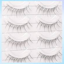 5 pares de pestañas postizas transparentes de tallo natural, extensión de pestañas, rizadas y suaves, estilo de dibujos animados, maquillaje diario, agrandamiento de ojos, pestañas en tira, 3-12mm - Negro - Ver 7