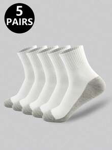 1/5/10/20 双装男士灰色中筒袜，防臭、透气、舒适、四季皆宜的休闲袜 - 彩色 - 查看 7