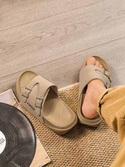 1 đôi dép xăng đan nam kiểu dáng thường ngày, mềm mại và thoải mái, kiểu dáng cổ điển Mỹ, thích hợp mang hàng ngày.