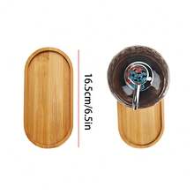 Set de 3 bandejas de tocador de bambú, organizador de encimera de baño ovalado de madera, puede sostener dispensador de jabón, velas y perfume, plato de almacenamiento pequeño y natural para especias de cocina y joyas - Decoración del hogar estilo granja - Multicolor - Ver 2