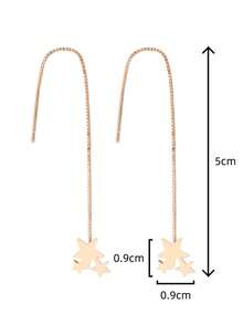 Nooxian 1 Pair Women's Textured Star Element Tassel Pierced Earrings, Suitable For Daily Wear - Golden - View 9