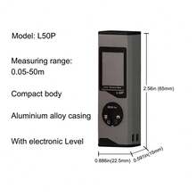 30m/50m Mini Digital Laser Distance Meter, Portable Laser Rangefinder With 3mm Accuracy, Rechargeable Aluminum Alloy Multi-Function Measuring Tool - L50P - View 12