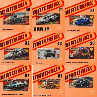 Mattel [Serie Coleccionable] Juego de Modelos de Autos a Escala 1:64 de Matchbox con Clásicos BMW y Ford Mustang de los Años 60 - Pieza de Exhibición Exquisita, Regalo Perfecto para Niños