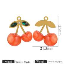1件不锈钢3D樱桃草莓吊坠，适合女性日常佩戴 - 彩色 - 查看 10
