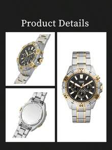 Fossil Garrett 男士计时腕表：蓝色圆形表盘，不锈钢表带，商务风格 FS5771 - 黑金色 - 查看 6